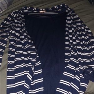 Blue and white striped sweater shirt